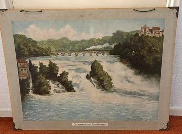 Oude schoolplaat - de waterval van Schaffhausen, Rheinfall beschikbaar voor biedingen