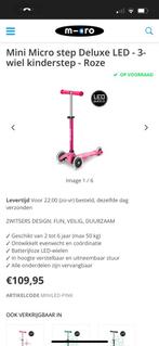 Mini Micro step Deluxe LED - 3-wiel kinderstep - Roze, Fietsen en Brommers, Steps, Ophalen, Zo goed als nieuw, Gewone step