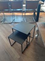 Set 2 vierkante zwarte bijzettafels/salontafeltjes, Ophalen, Vierkant, Minder dan 50 cm, 50 tot 100 cm