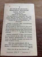 Putter Franciscus 1889 Amsterdma 1944 Zwolle x v Kalken, Ophalen of Verzenden, Bidprentje