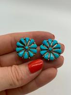 V551 Prachtige zilveren Navajo Zuni oorbellen turkoois, Sieraden, Tassen en Uiterlijk, Ophalen of Verzenden, X, Met edelsteen