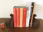 2 sierlijk gekrulde boekensteunen krul bruin vintage steunen, Gebruikt, Ophalen of Verzenden