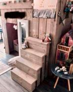 Halfhoge SteigerHouten Hoogslaper Met Trap. Zgan., Ophalen of Verzenden, Zo goed als nieuw, Hoogslaper