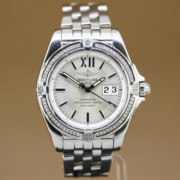 Breitling Galactic 41 Diamonds A49350, Sieraden, Tassen en Uiterlijk, Horloges | Heren, Gebruikt, Polshorloge, Breitling, Staal