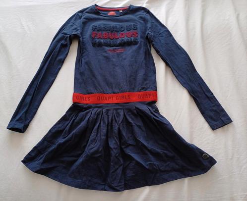 Zgan donkerblauwe met rode jurk van Quapi maat 134-140, Kinderen en Baby's, Kinderkleding | Maat 134, Zo goed als nieuw, Meisje