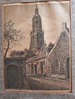 Oude Ets gesigneerd Rhenen, met de toren van de Cunerakerk, Antiek en Kunst, Ophalen of Verzenden