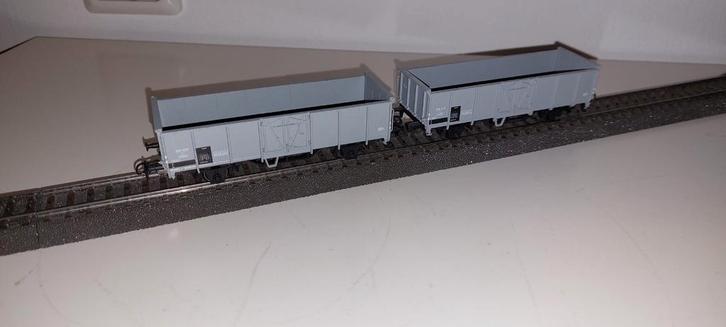 2 Märklin Hogeboord wagons in het grijs, Hobby en Vrije tijd, Modeltreinen | H0, Zo goed als nieuw, Wagon, Wisselstroom, Märklin
