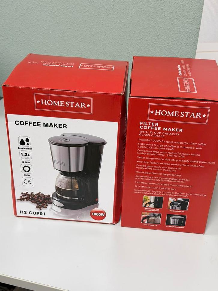 Homestar Filter koffiezetapparaat HS-COF01 1,2L 1000W Nieuw, Witgoed en Apparatuur, Koffiezetapparaten, Nieuw, Gemalen koffie