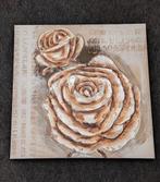 Mooi reliëf schilderij van rozen 58x58cm, 50 tot 75 cm, Ophalen of Verzenden, Zo goed als nieuw, Schilderij