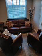 Lederen bankstel - Klassieke stijl, Huis en Inrichting, Ophalen, Gebruikt, 75 tot 100 cm, Leer