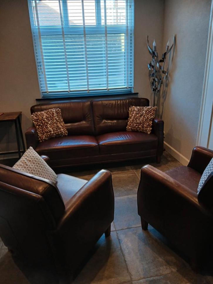 Lederen bankstel - Klassieke stijl, Huis en Inrichting, Banken | Bankstellen, Gebruikt, 75 tot 100 cm, Leer, Ophalen