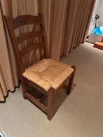 6 eijkenhouten Eetkamerstoelen met Rieten zitting, Huis en Inrichting, Stoelen, Ophalen, Bruin, Zo goed als nieuw, Vijf, Zes of meer stoelen