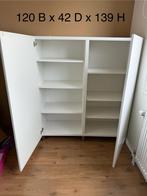 Witte Hoogglans Kast met Deuren, Ophalen, Kunststof, 100 tot 150 cm, Zo goed als nieuw