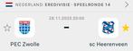 Pec zwolle - sc Heerenveen tickets, Tickets en Kaartjes, Twee personen