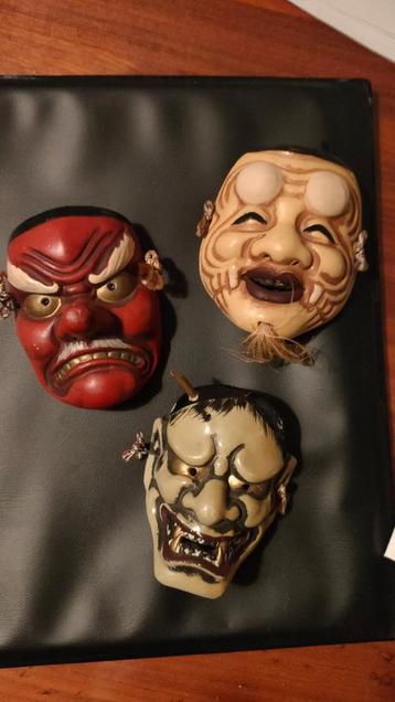 3 Japanse Noh Maskers - Miniatuur Decoratie beschikbaar voor biedingen