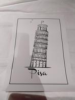 Poster met tekening van de toren van Pisa, Minder dan 50 cm, Ophalen of Verzenden, Zo goed als nieuw, Foto of Poster