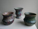 Drie kleine keramiek potjes met glazuur afgewerkt, Antiek en Kunst, Antiek | Keramiek en Aardewerk, Ophalen of Verzenden