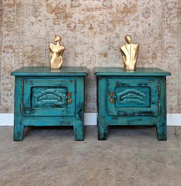 India Ibiza nachtkastjes/ vintage stijl kastjes  beschikbaar voor biedingen