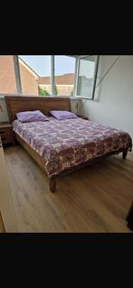 Teak houten bed Goossens (elektrische bodems), Ophalen, Zo goed als nieuw, Tweepersoons