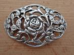 antiek zilveren broche met roos [227], Sieraden, Tassen en Uiterlijk, Broches, 4 tot 7 cm, Verzenden, Zo goed als nieuw, Zilver