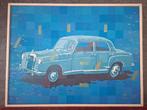 schilderij J (Sjef) Toby - Mercedes 180 - 1985 auto pop art, Antiek en Kunst, Kunst | Schilderijen | Modern, Ophalen of Verzenden
