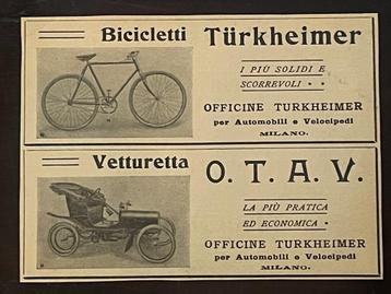 In lijstje! Turkheimer fiets en auto ! ..ORIGINEEL. in 1905 beschikbaar voor biedingen