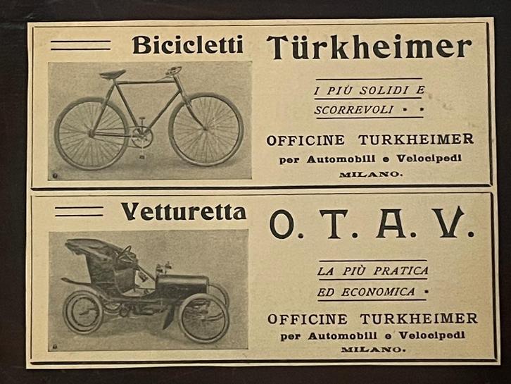 In lijstje! Turkheimer fiets en auto ! ..ORIGINEEL. in 1905, Antiek en Kunst, Kunst | Etsen en Gravures, Ophalen of Verzenden