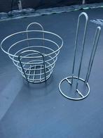 RVS Fruitmand & Keukenrolhouder - Stijlvol en Praktisch, Ophalen, Zo goed als nieuw