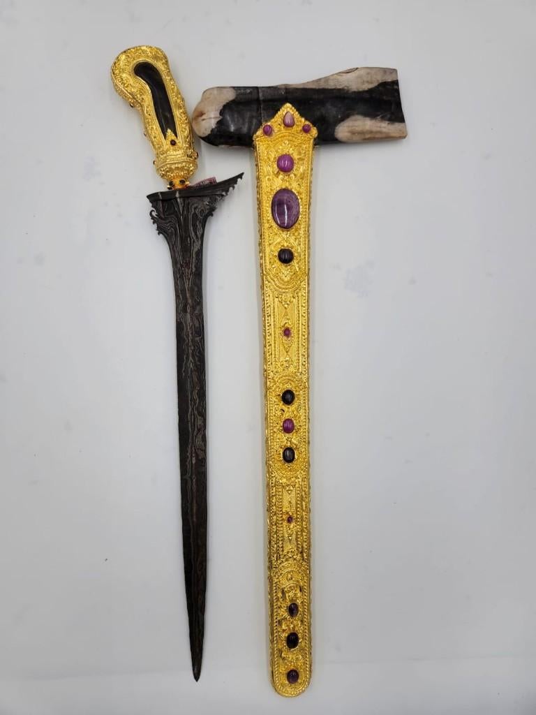 Antikeke Kris Bali Pamor Beras Wutah Zilver Goud KTB75, Antiek en Kunst, Verzenden