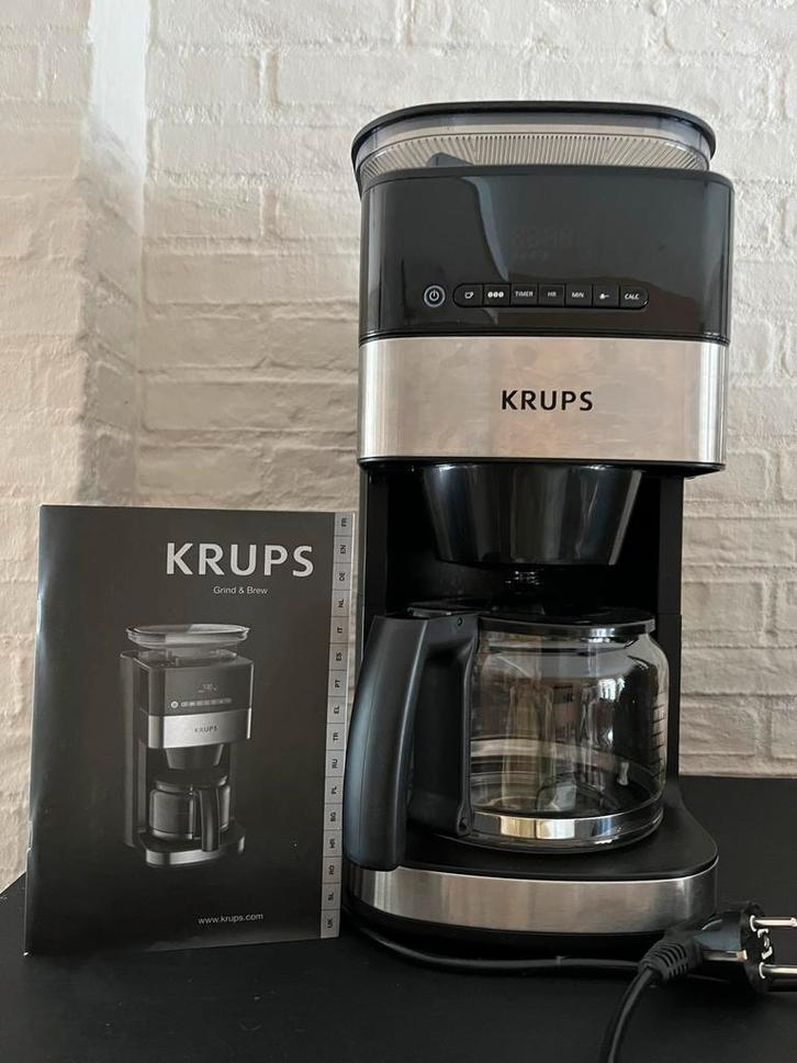 Krups Grind & Brew Koffiemachine - Perfecte Koffie!, Witgoed en Apparatuur, Koffiezetapparaten, Gebruikt, Koffiebonen, Koffiemachine