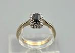 Gouden Vintage ring edelsteen saffier en diamant. 2025/532., Sieraden, Tassen en Uiterlijk, Ringen, ., Zwart, Ophalen of Verzenden