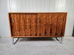 Vintage dressoir schuifdeuren palissander, 100 tot 150 cm, Vintage, Ophalen of Verzenden, Metaal