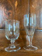 Antieke Glazen Set - Gegraveerd & Lijnpatroon Design, Ophalen of Verzenden