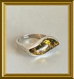 Mooie oude zilveren ring met barnsteen, Sieraden, Tassen en Uiterlijk, Antieke sieraden, Ophalen of Verzenden, Zilver, Ring