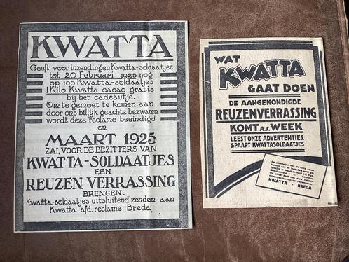 KWATTA 1925 SOLDAATJES ADVERTENTIES, zeer zelzaam, Verzamelen, Merken en Reclamevoorwerpen, Zo goed als nieuw, Overige typen, Ophalen of Verzenden