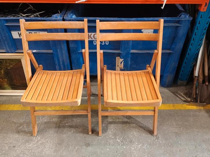 Klapstoelen, Tuin en Terras, Tuinstoelen, Gebruikt, Hout, Inklapbaar, Ophalen