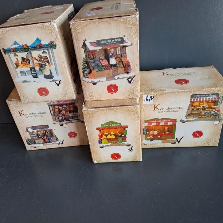 5 kerst markt kraampjes. (P.st.), Diversen, Kerst, Ophalen of Verzenden