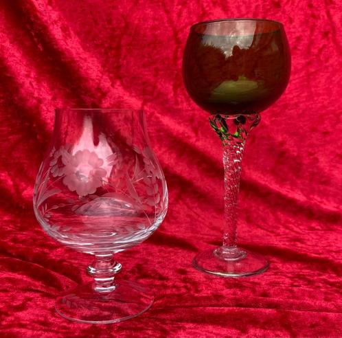 Bijzondere glazen – geslepen bloemglas & kelkglas, Antiek en Kunst, Antiek | Glas en Kristal, Ophalen of Verzenden