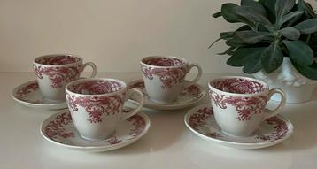 4 Villeroy & Boch Valeria rood koffiekop en schotels beschikbaar voor biedingen