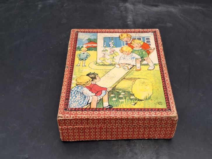 oude blokkendoos met 6 verschillende tekeningen, jaren 50, Antiek en Kunst, Curiosa en Brocante, Ophalen of Verzenden