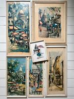 Prent Sacré Coeur Place du Tertre Parijs Aquarel Girard, Ophalen of Verzenden