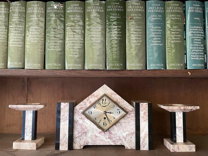 Klok art-deco marmer 1930, Antiek en Kunst, Antiek | Klokken, Ophalen