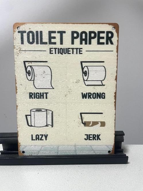 Toilet paper houten wandbord, Huis en Inrichting, Woonaccessoires | Tekstborden en Spreuken, Nieuw, Ophalen of Verzenden