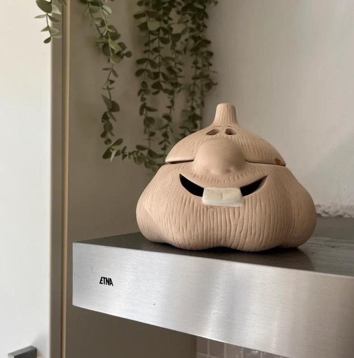 Knoflook pot terracotta, Huis en Inrichting, Keuken | Potten en Pannen, Gebruikt, Pot, Bus of Blik, Overige materialen, Ophalen of Verzenden