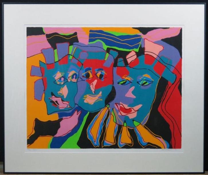Marianne Naerebout zeefdruk FACES, Antiek en Kunst, Kunst | Litho's en Zeefdrukken, Ophalen