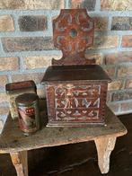 Brocante oude houten zout kist, Ophalen of Verzenden