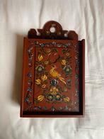 Houten kastje vintage hand geschilderd bloemen vogel, Verzenden