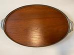 Art Deco/Art Nouveau  Teak dienblad met tinnen rand, Ophalen