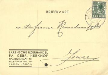 Fa. Gebr. Kerkhof, Laren [Gooi] - 11.1933 - briefkaart beschikbaar voor biedingen