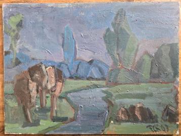 P.C. Kuiper schilderij – De Ploeg stijl 60 x 80 cm gesigneer beschikbaar voor biedingen